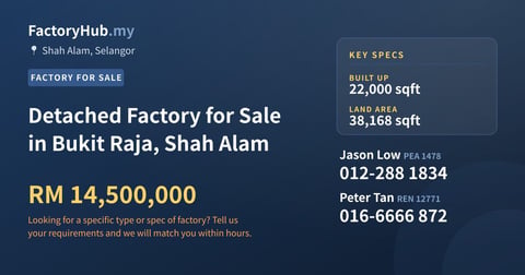 Factory For Sale - Detached Factory for Sale in Bukit Raja, Shah Alam - Shah Alam, Selangor