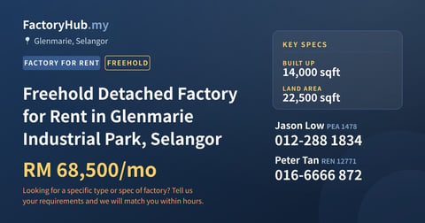 Factory For Rent - Freehold Detached Factory for Rent in Glenmarie Industrial Park, Selangor - Glenmarie, Selangor