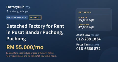 Factory For Rent - Detached Factory for Rent in Pusat Bandar Puchong, Puchong - Puchong, Selangor