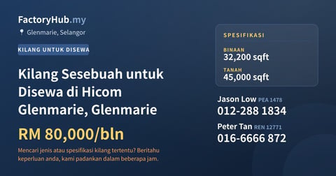 Kilang Untuk Disewa - Kilang Sesebuah untuk Disewa di Hicom Glenmarie, Glenmarie - Glenmarie, Selangor