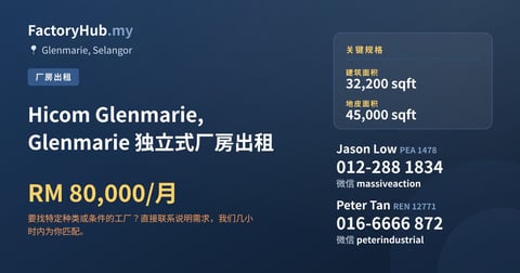 工厂 出租 - Hicom Glenmarie, Glenmarie 独立式厂房出租 - Glenmarie, Selangor