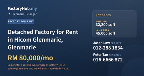 Factory For Rent - Detached Factory for Rent in Hicom Glenmarie, Glenmarie - Glenmarie, Selangor