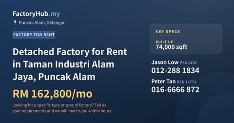 Factory For Rent - Detached Factory for Rent in Taman Industri Alam Jaya, Puncak Alam - Puncak Alam, Selangor