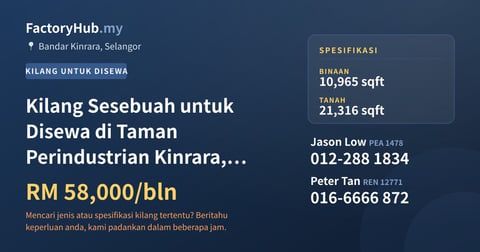 Kilang Untuk Disewa - Kilang Sesebuah untuk Disewa di Taman Perindustrian Kinrara, Kinrara - Bandar Kinrara, Selangor