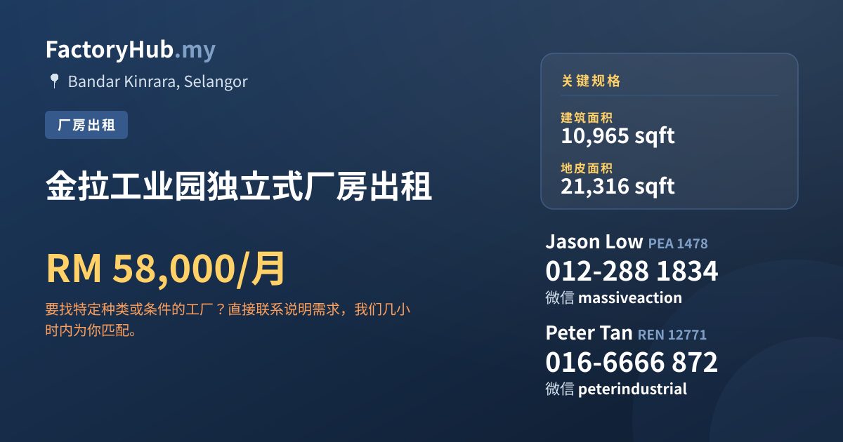 工厂 出租 - 金拉工业园独立式厂房出租 - Bandar Kinrara, Selangor