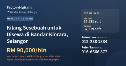 Kilang Untuk Disewa - Kilang Sesebuah untuk Disewa di Bandar Kinrara, Selangor - Bandar Kinrara, Selangor