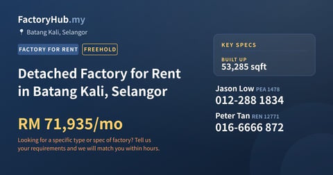 Factory For Rent - Detached Factory for Rent in Batang Kali, Selangor - Batang Kali, Selangor