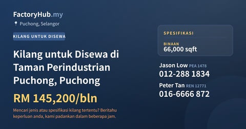 Kilang Untuk Disewa - Kilang untuk Disewa di Taman Perindustrian Puchong, Puchong - Puchong, Selangor