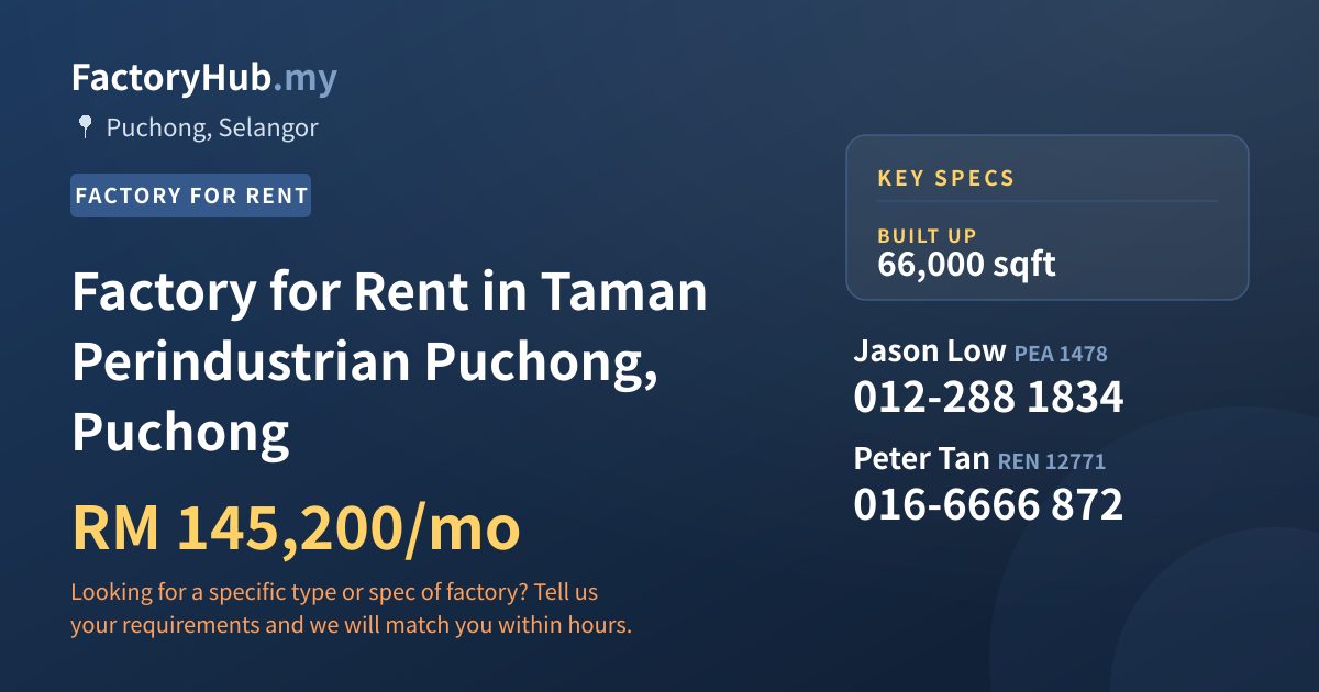 Factory For Rent - Factory for Rent in Taman Perindustrian Puchong, Puchong - Puchong, Selangor