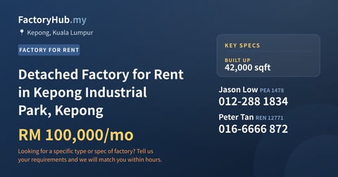 Factory For Rent - Detached Factory for Rent in Kepong Industrial Park, Kepong - Kepong, Kuala Lumpur