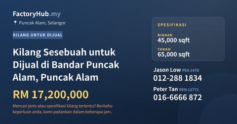 Kilang Untuk Dijual - Kilang Sesebuah untuk Dijual di Bandar Puncak Alam, Puncak Alam - Puncak Alam, Selangor