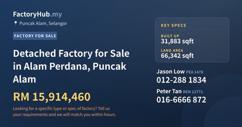 Factory For Sale - Detached Factory for Sale in Alam Perdana, Puncak Alam - Puncak Alam, Selangor