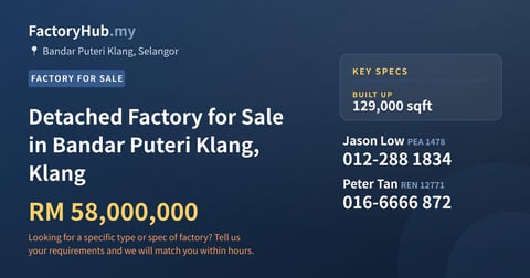 Factory For Sale - Detached Factory for Sale in Bandar Puteri Klang, Klang - Bandar Puteri Klang, Selangor
