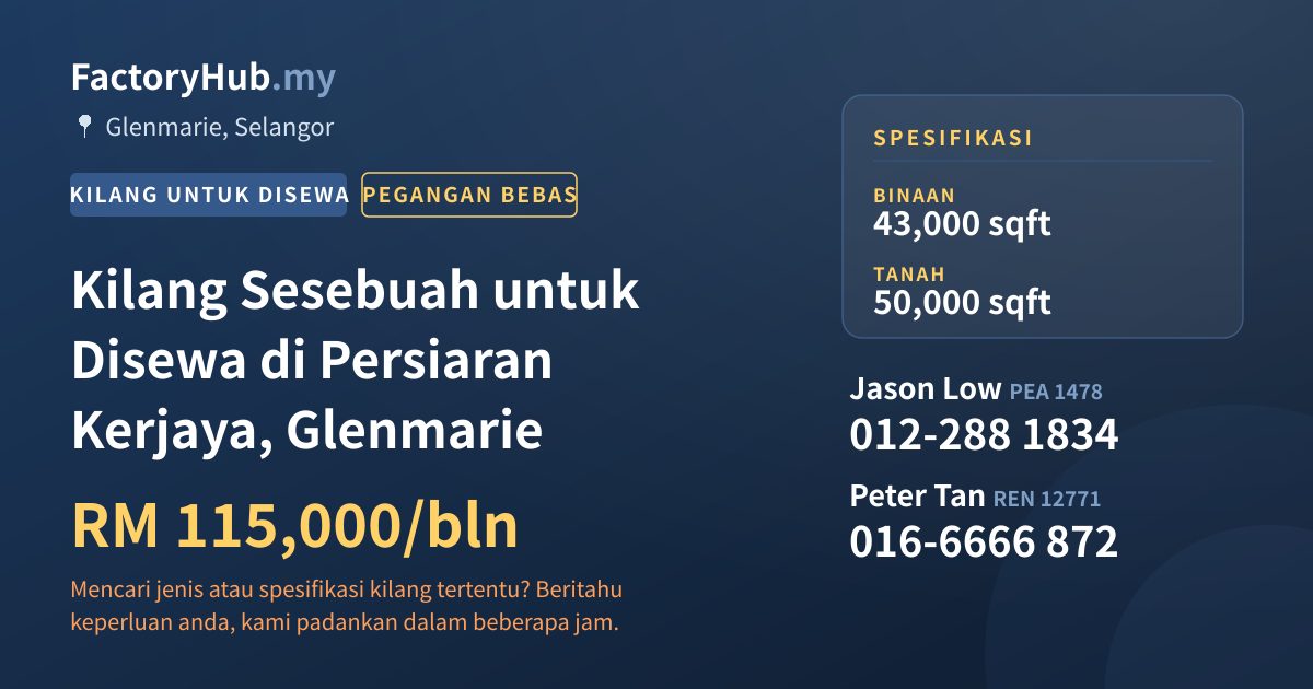Kilang Untuk Disewa - Kilang Sesebuah untuk Disewa di Persiaran Kerjaya, Glenmarie - Glenmarie, Selangor