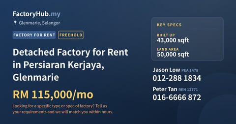 Factory For Rent - Detached Factory for Rent in Persiaran Kerjaya, Glenmarie - Glenmarie, Selangor