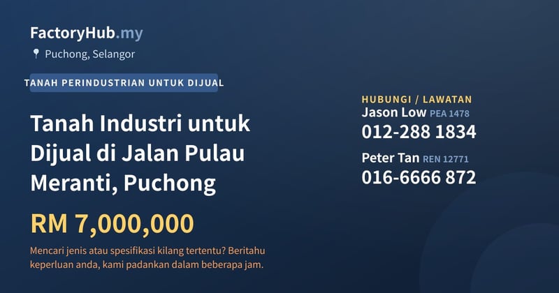 Tanah Untuk Dijual - Tanah Industri untuk Dijual di Jalan Pulau Meranti, Puchong - Puchong, Selangor
