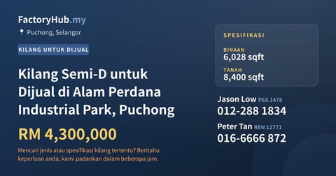 Kilang Untuk Dijual - Kilang Semi-D untuk Dijual di Alam Perdana Industrial Park, Puchong - Puchong, Selangor