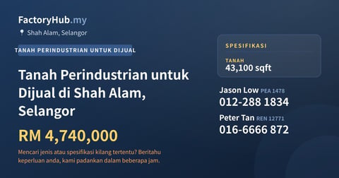 Tanah Untuk Dijual - Tanah Perindustrian untuk Dijual di Shah Alam, Selangor - Shah Alam, Selangor