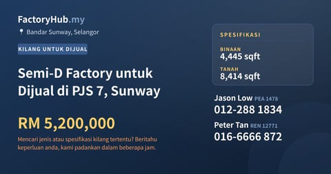 Kilang Untuk Dijual - Semi-D Factory untuk Dijual di PJS 7, Sunway - Bandar Sunway, Selangor