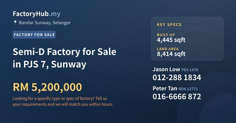 Factory For Sale - Semi-D Factory for Sale in PJS 7, Sunway - Bandar Sunway, Selangor