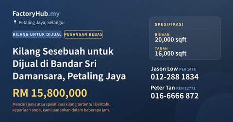 Kilang Untuk Dijual - Kilang Sesebuah untuk Dijual di Bandar Sri Damansara, Petaling Jaya - Petaling Jaya, Selangor
