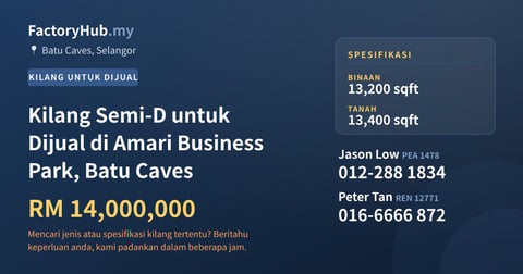Kilang Untuk Dijual - Kilang Semi-D untuk Dijual di Amari Business Park, Batu Caves - Batu Caves, Selangor