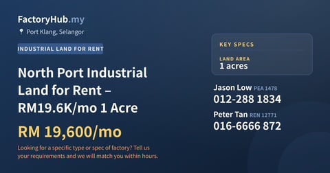 Land For Rent - North Port Industrial Land for Rent – RM19.6K/mo 1 Acre - Port Klang, Selangor