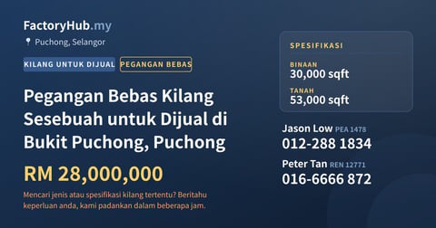 Kilang Untuk Dijual - Pegangan Bebas Kilang Sesebuah untuk Dijual di Bukit Puchong, Puchong - Puchong, Selangor