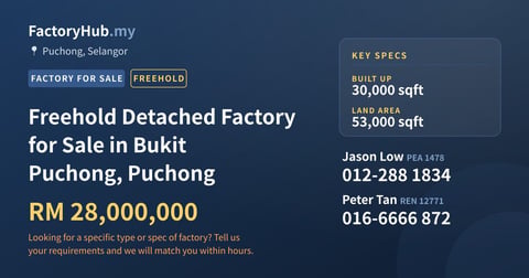 Factory For Sale - Freehold Detached Factory for Sale in Bukit Puchong, Puchong - Puchong, Selangor