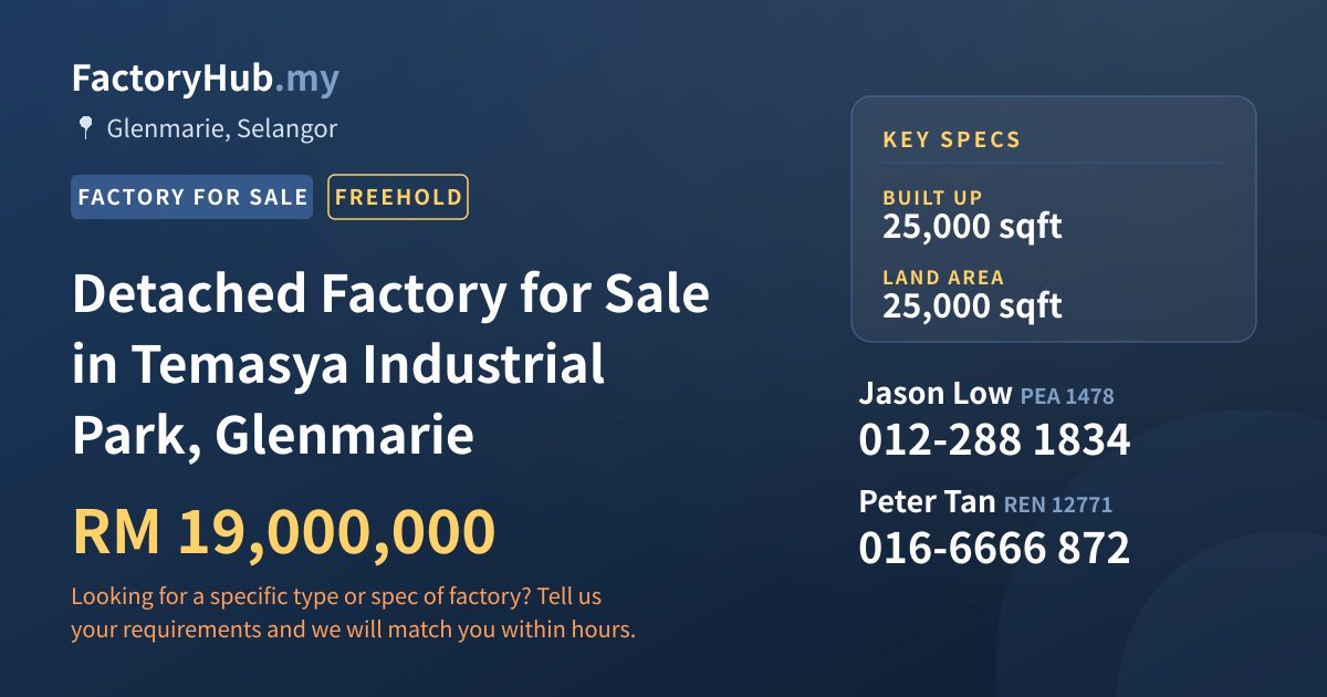 Factory For Sale - Detached Factory for Sale in Temasya Industrial Park, Glenmarie - Glenmarie, Selangor