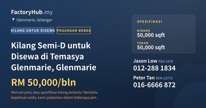 Kilang Untuk Disewa - Kilang Semi-D untuk Disewa di Temasya Glenmarie, Glenmarie - Glenmarie, Selangor