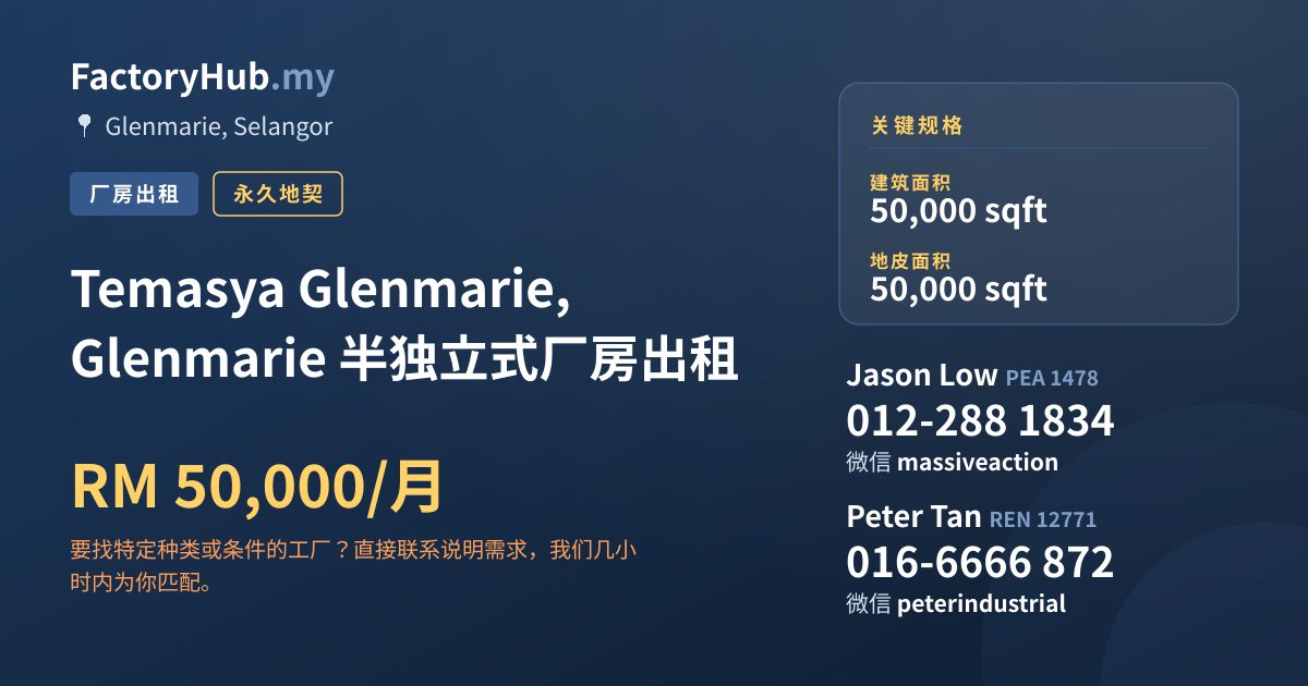 工厂 出租 - Temasya Glenmarie, Glenmarie 半独立式厂房出租 - Glenmarie, Selangor