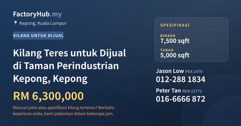 Kilang Untuk Dijual - Kilang Teres untuk Dijual di Taman Perindustrian Kepong, Kepong - Kepong, Kuala Lumpur