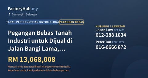 Tanah Untuk Dijual - Pegangan Bebas Tanah Industri untuk Dijual di Jalan Bangi Lama, Semenyih - Semenyih, Selangor