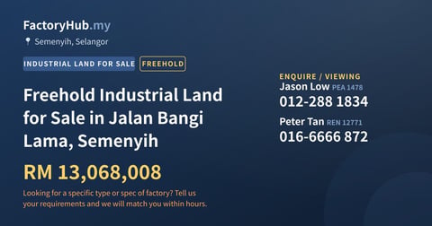 Land For Sale - Freehold Industrial Land for Sale in Jalan Bangi Lama, Semenyih - Semenyih, Selangor