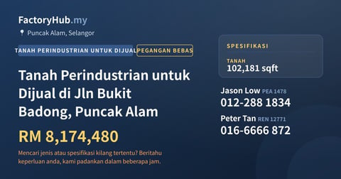 Tanah Untuk Dijual - Tanah Perindustrian untuk Dijual di Jln Bukit Badong, Puncak Alam - Puncak Alam, Selangor