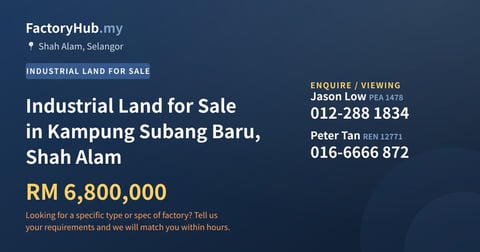 Land For Sale - Industrial Land for Sale in Kampung Subang Baru, Shah Alam - Shah Alam, Selangor