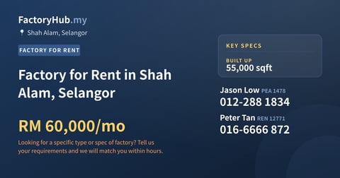 Factory For Rent - Factory for Rent in Shah Alam, Selangor - Shah Alam, Selangor