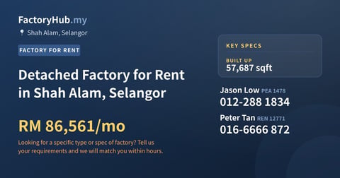 Factory For Rent - Detached Factory for Rent in Shah Alam, Selangor - Shah Alam, Selangor
