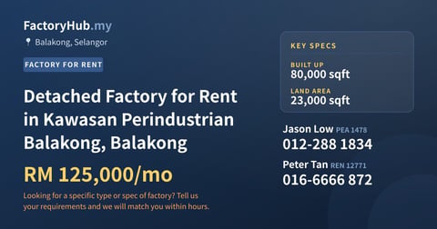 Factory For Rent - Detached Factory for Rent in Kawasan Perindustrian Balakong, Balakong - Balakong, Selangor