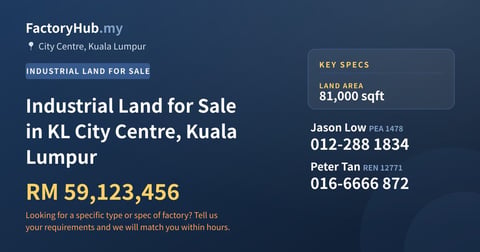 Land For Sale - Industrial Land for Sale in KL City Centre, Kuala Lumpur - City Centre, Kuala Lumpur