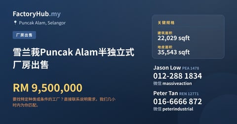 工厂 出售 - 雪兰莪Puncak Alam半独立式厂房出售 - Puncak Alam, Selangor