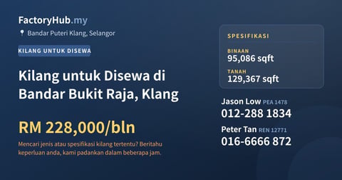 Kilang Untuk Disewa - Kilang untuk Disewa di Bandar Bukit Raja, Klang - Bandar Puteri Klang, Selangor