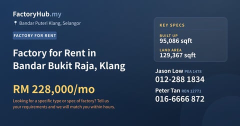 Factory For Rent - Factory for Rent in Bandar Bukit Raja, Klang - Bandar Puteri Klang, Selangor