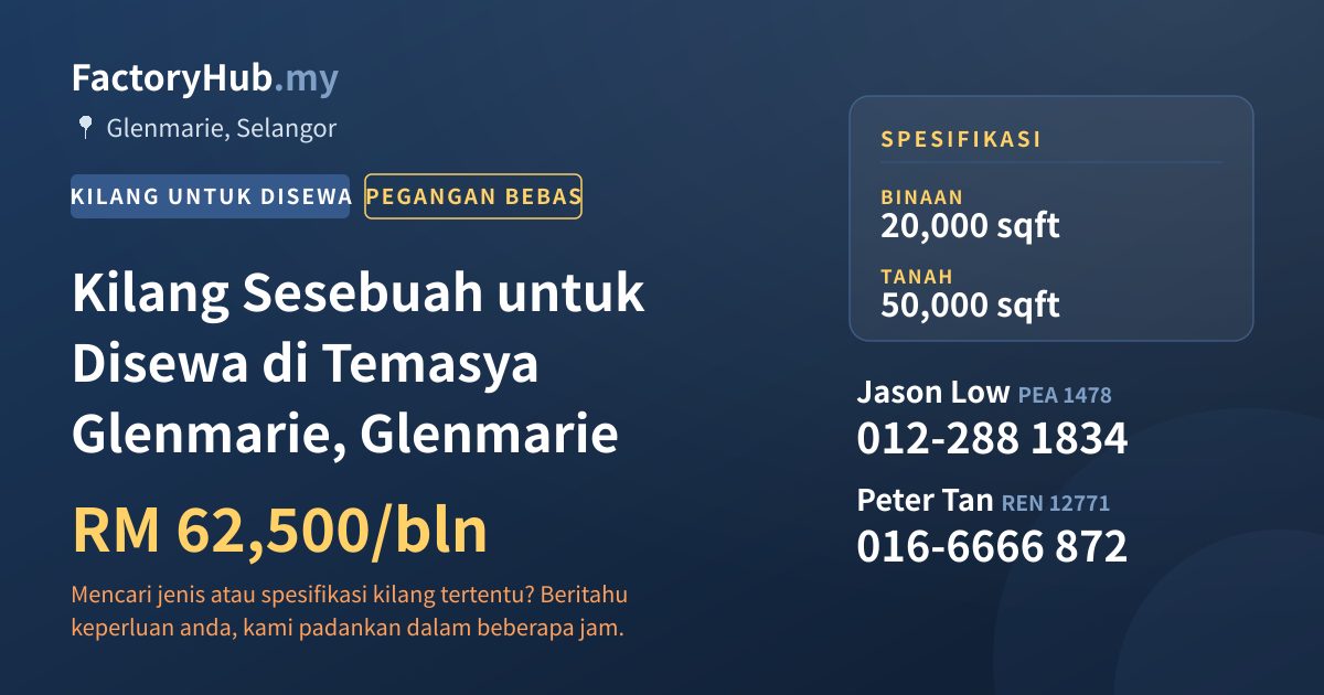Kilang Untuk Disewa - Kilang Sesebuah untuk Disewa di Temasya Glenmarie, Glenmarie - Glenmarie, Selangor