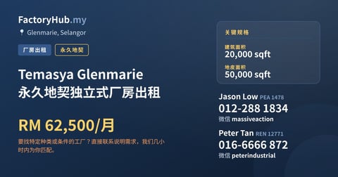 工厂 出租 - Temasya Glenmarie 永久地契独立式厂房出租 - Glenmarie, Selangor