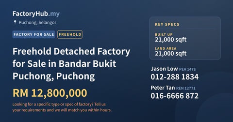 Factory For Sale - Freehold Detached Factory for Sale in Bandar Bukit Puchong, Puchong - Puchong, Selangor