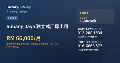 工厂 出租 - Subang Jaya 独立式厂房出租 - Subang, Selangor