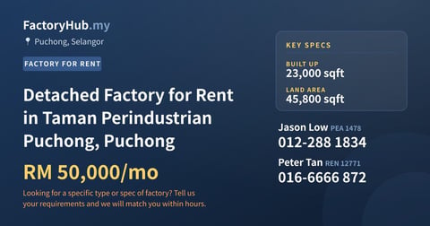 Factory For Rent - Detached Factory for Rent in Taman Perindustrian Puchong, Puchong - Puchong, Selangor