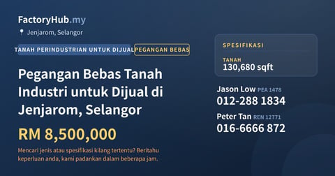 Tanah Untuk Dijual - Pegangan Bebas Tanah Industri untuk Dijual di Jenjarom, Selangor - Jenjarom, Selangor